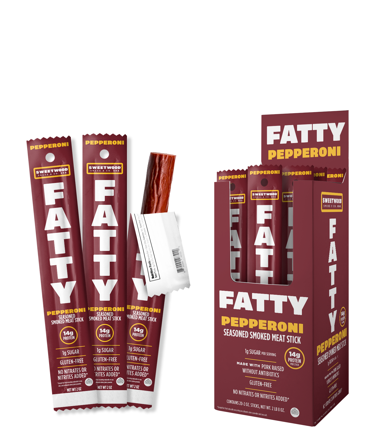 Fatty meat stick pepperoni flavor packaging and individual packs