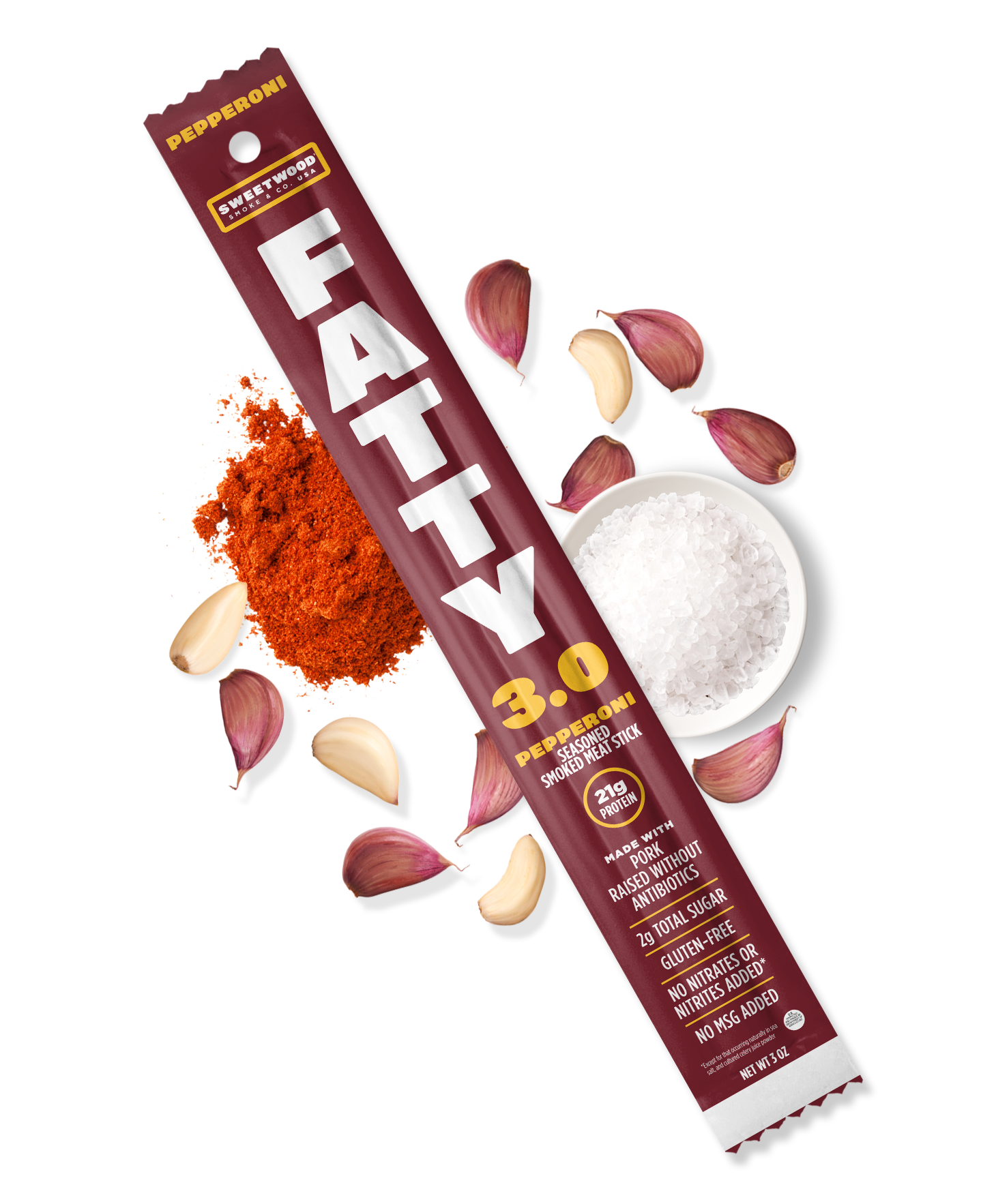 Fatty Meat Stick 3oz pepperoni with ingredients